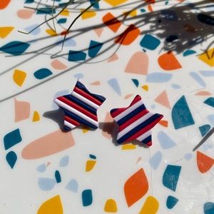Striped Star Earrings